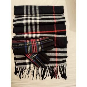 Cashmere Feel Plaid Scarf & Unbranded Glove Set Cashmere Feel Acrylic 66” Winter